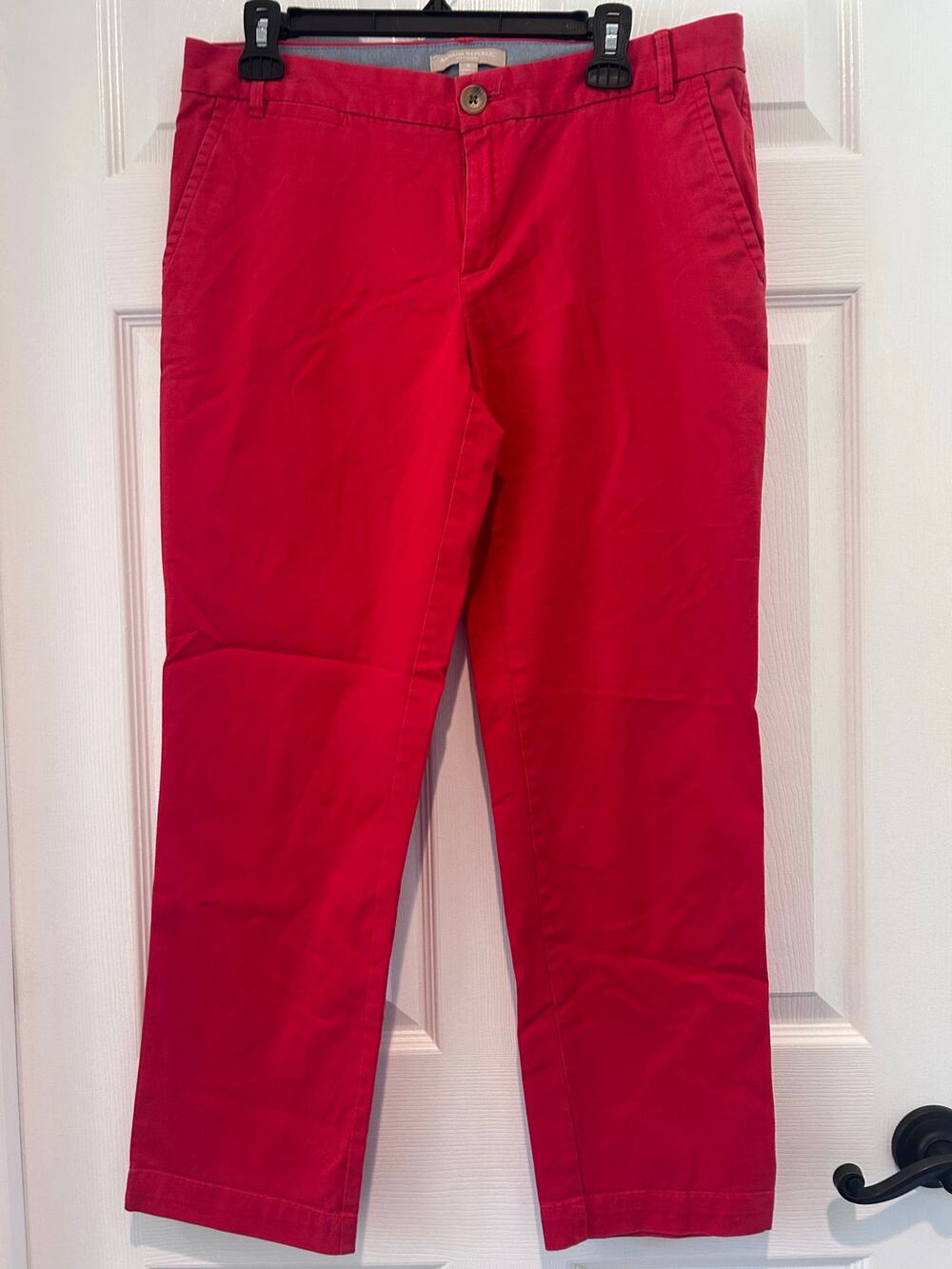 Banana Republic City Chino Pants 8 Red Pink Ankle Trousers Cropped Straight Leg